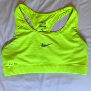 Neon yellow Nike sports bra